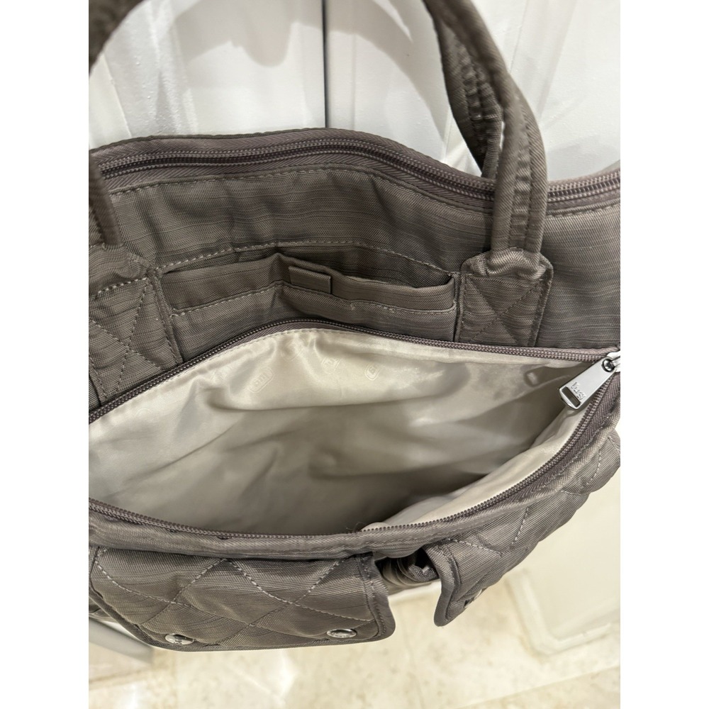Lug Charleston Destination Gray Grey Quilted Nylon Travel Tote Crossbody Bag - Picture 6 of 16
